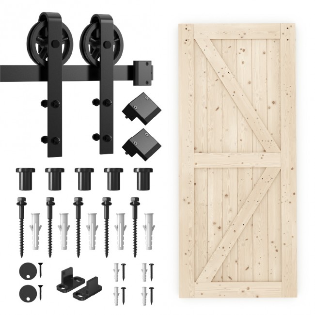 Sliding Barn Door Hardware 6.6FT Hangers Kit for Wood Interior Barn Door 