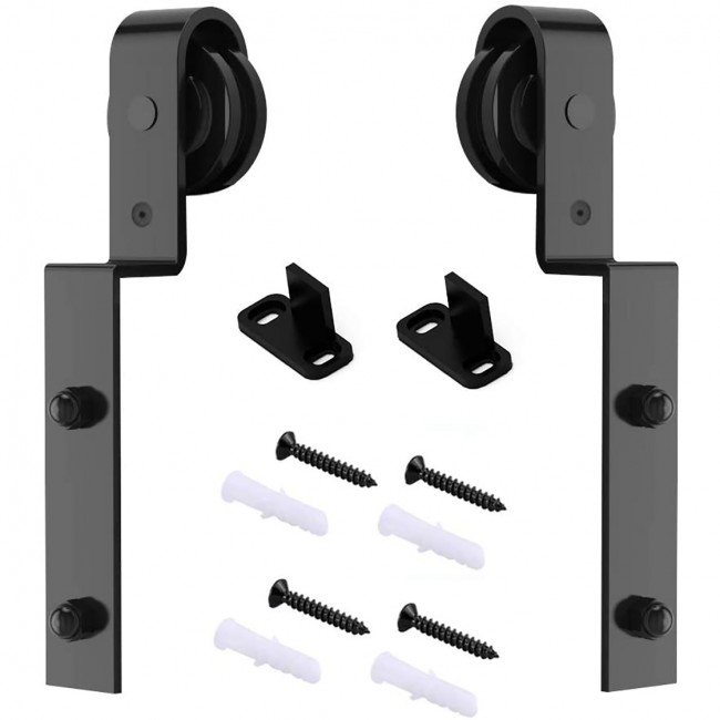 I Shape Design Single Track Bypass System 2 Pcs Hangers Hardware Accessories WINSOON Sliding Barn Door Hardware Rollers 