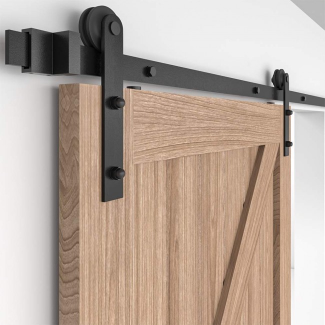 WinSoon 418FT Barn Door Hardware Sliding Track Kit Black Steel IShape