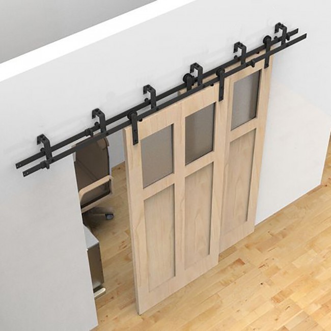 WinSoon 418FT Bypass Sliding Barn Door Hardware Double Track Kit I