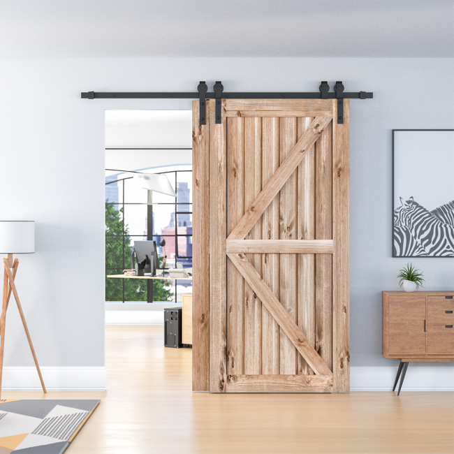 Winsoon 418FT Single Track Bypass Barn Door Hardware Kit Closet Double Door Low Ceiling