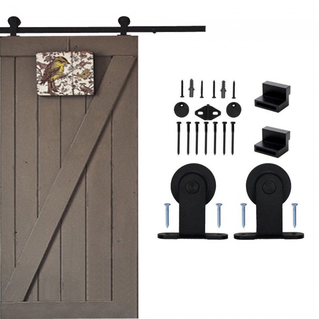 WinSoon 418FT Modern Barn Door Hardware Sliding Track Kit Black TShape