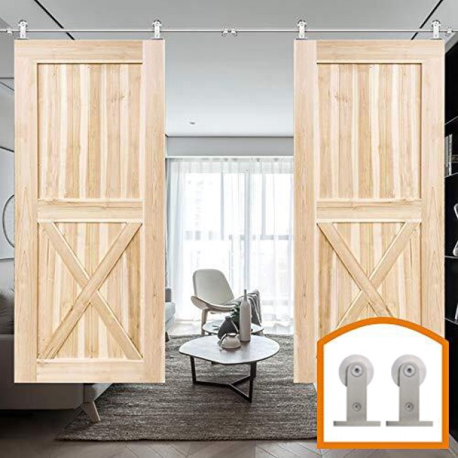 WinSoon 516FT Sliding Barn Door Hardware Stainless Track Kit For Double Doors