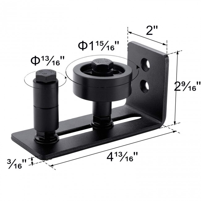 thumbnail image 2 of 2 Pack Sliding Barn Door Bottom Guides - Adjustable Floor Rollers With Flush Design, Black Steel 2 of 5