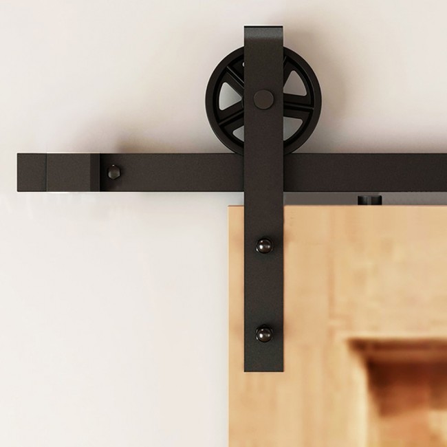 Winsoon Black Antique Roller Kit For Sliding Barn Door Hardware