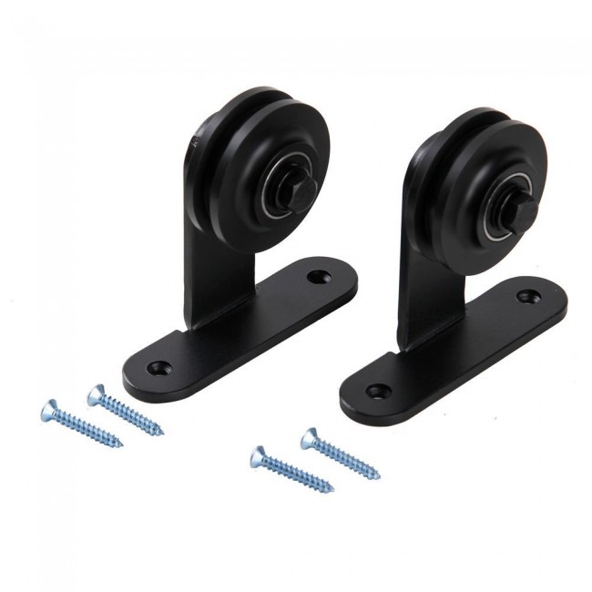 WinSoon Black Antique Roller Kit for Sliding Barn Door Hardware System (Roller Design)