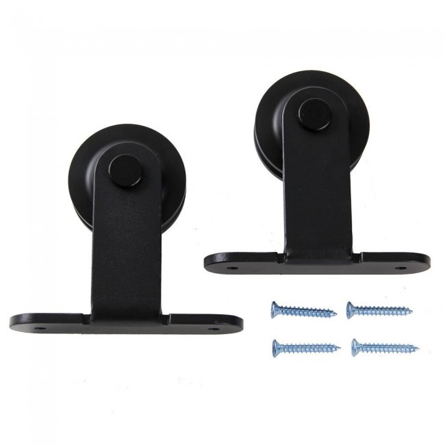 WINSOON 6 Ft./72 In. Black J Shape Sliding Barn Door Track And Hardware Kit For Single Door With Hanger Gcm1911pin