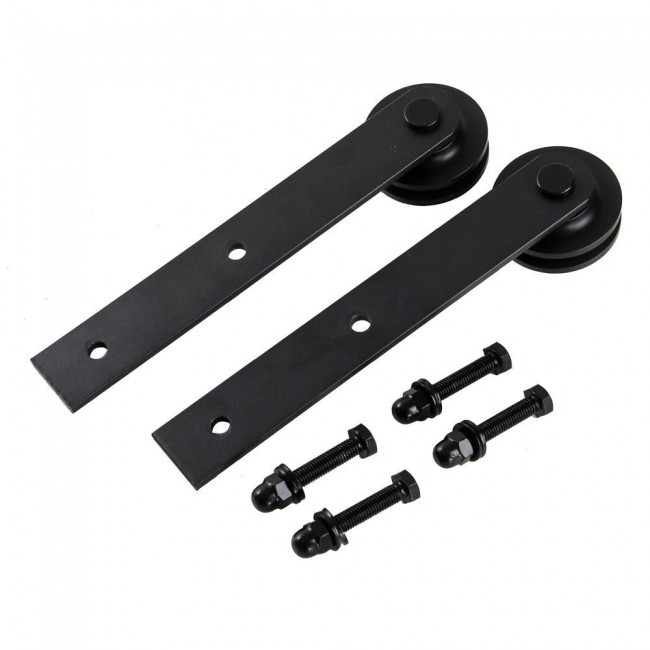 WinSoon Black Antique Roller Kit for Sliding Barn Door Hardware System