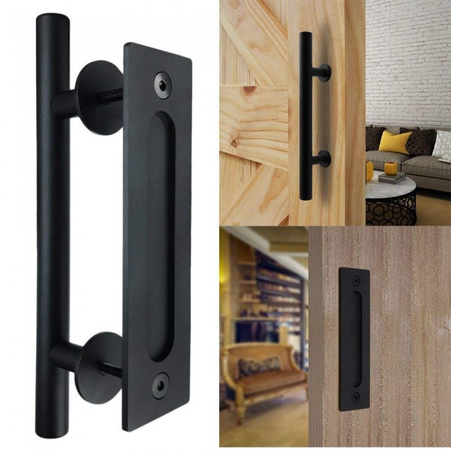 WinSoon Black Steel Door Handle For Sliding Barn Wood Door Hardware