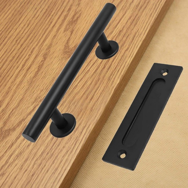 WinSoon Black Steel Door Handle For Sliding Barn Wood Door Hardware