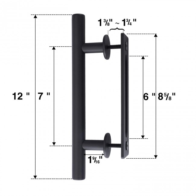 WinSoon Black Steel Door Handle For Sliding Barn Wood Door Hardware Closet Door Pull Vertical Flush